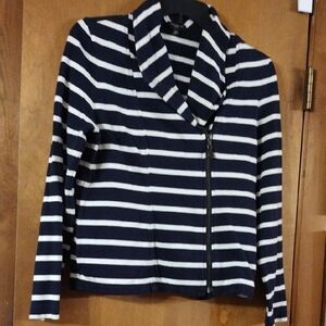 Talbots Navy and White Striped Blazer